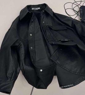 机车外套男孩洋气衬衫 秋装 男童帅气皮衣2025儿童新款 波拉bora童装