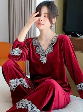 长袖金丝绒家居服女士