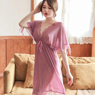 特大码90-200斤夏季女士网纱蕾丝花边性感睡裙胖MM加肥加大码睡裙