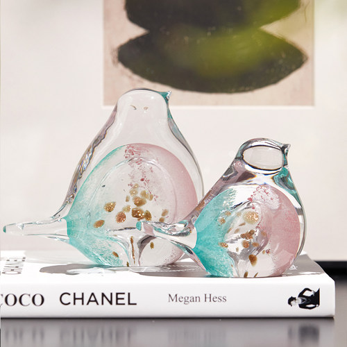 彩色水晶琉璃小鸟摆件装饰品礼品