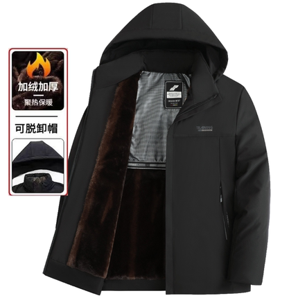 反季冬季男士貂绒派克服中年爸爸羽绒棉服加绒加厚棉袄防寒服外套