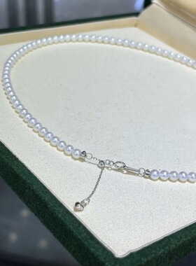 4-5mm淡水baby珠项链近正圆微瑕超高性价比 S925纯银爱心尾链女神