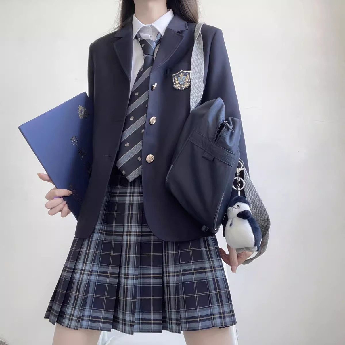 山茶与书学院风西装黑色校供感小个子西服jk制服女外套英伦外衣