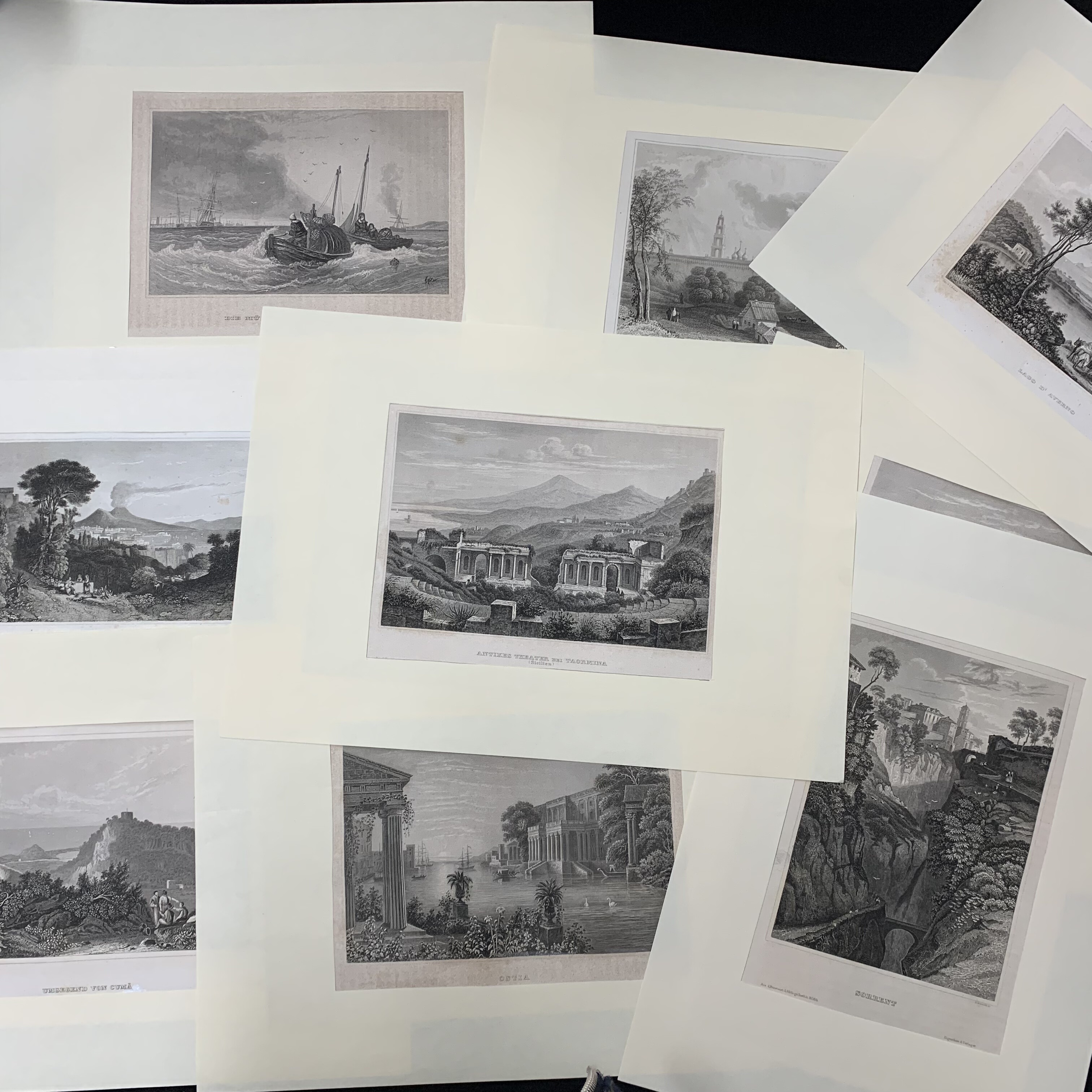外国古董钢板画 欧洲  1850～1900年  城堡 风景 装饰画