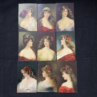 美女 加厚上色印刷 珍藏老明信片 英国古董明信片