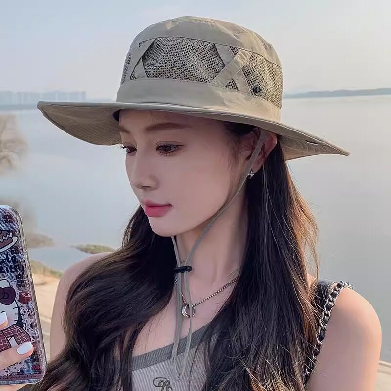夏季新款渔夫帽子女士薄款防晒遮阳登山帽男士牛仔帽大帽檐太阳帽