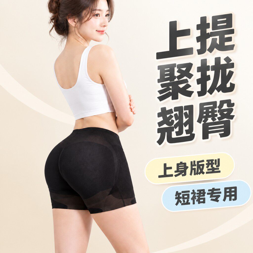 清凉透气丰胯提臀四合一内裤隐形收腰腹填补臀凹陷打底裤女