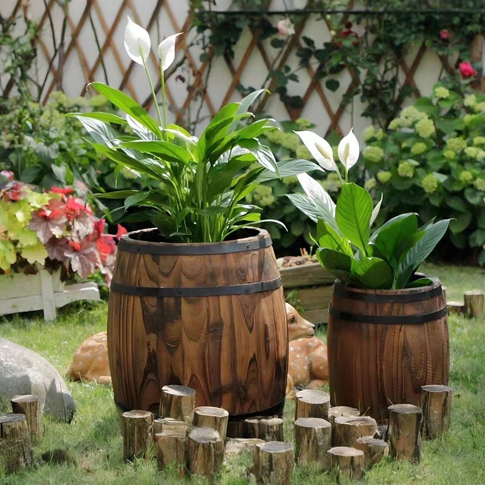 特大号网红花盆防腐木花箱加仑花盆创意花盆大口径圆木桶花盆装饰