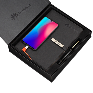 高档多功能带充电宝的笔记本子软皮A5活页记事本pu仿真皮牛皮电源记事本皮面商务办公文具套装公司定制印LOGO