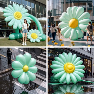 充气蓝色花朵气模定制唯美创新商场户外活动市集展览美陈植物花卉