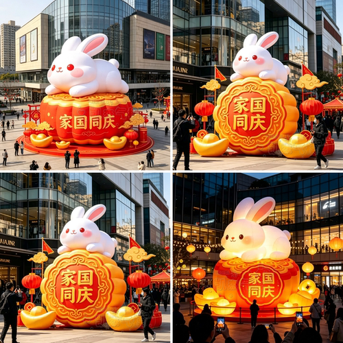 兔子月饼气模创意活动美陈打卡