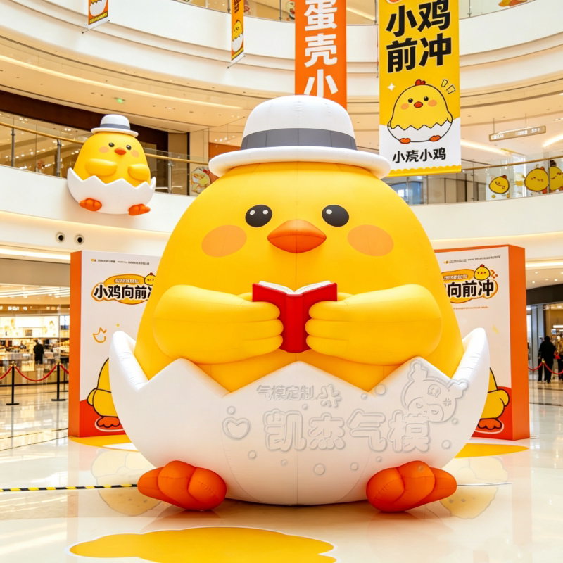 卡通充气破壳小黄鸡气模定制可爱童趣主题商场美陈活动打卡道具
