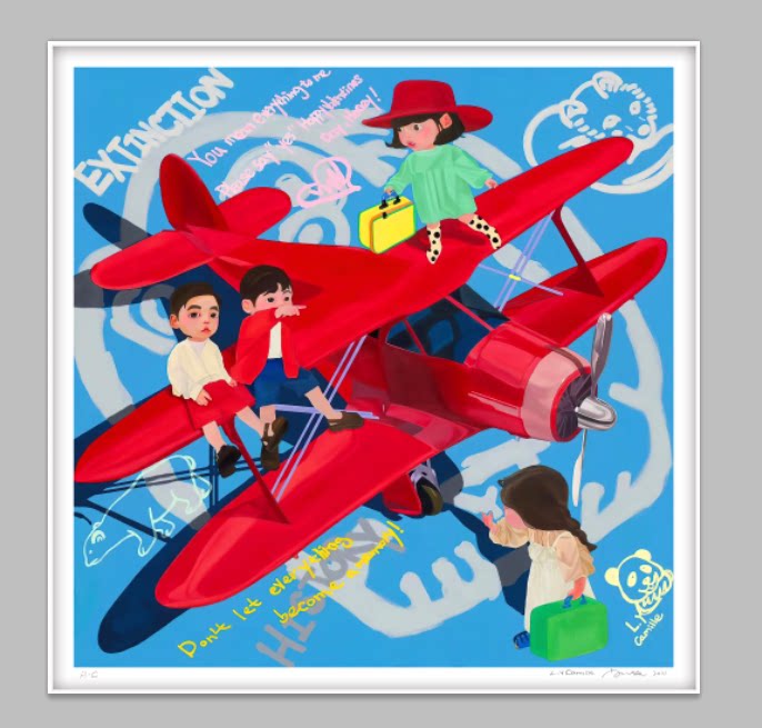 刘颖版画 离别之日卡通潮流艺术壁画客厅动漫装饰画书房卧室挂画