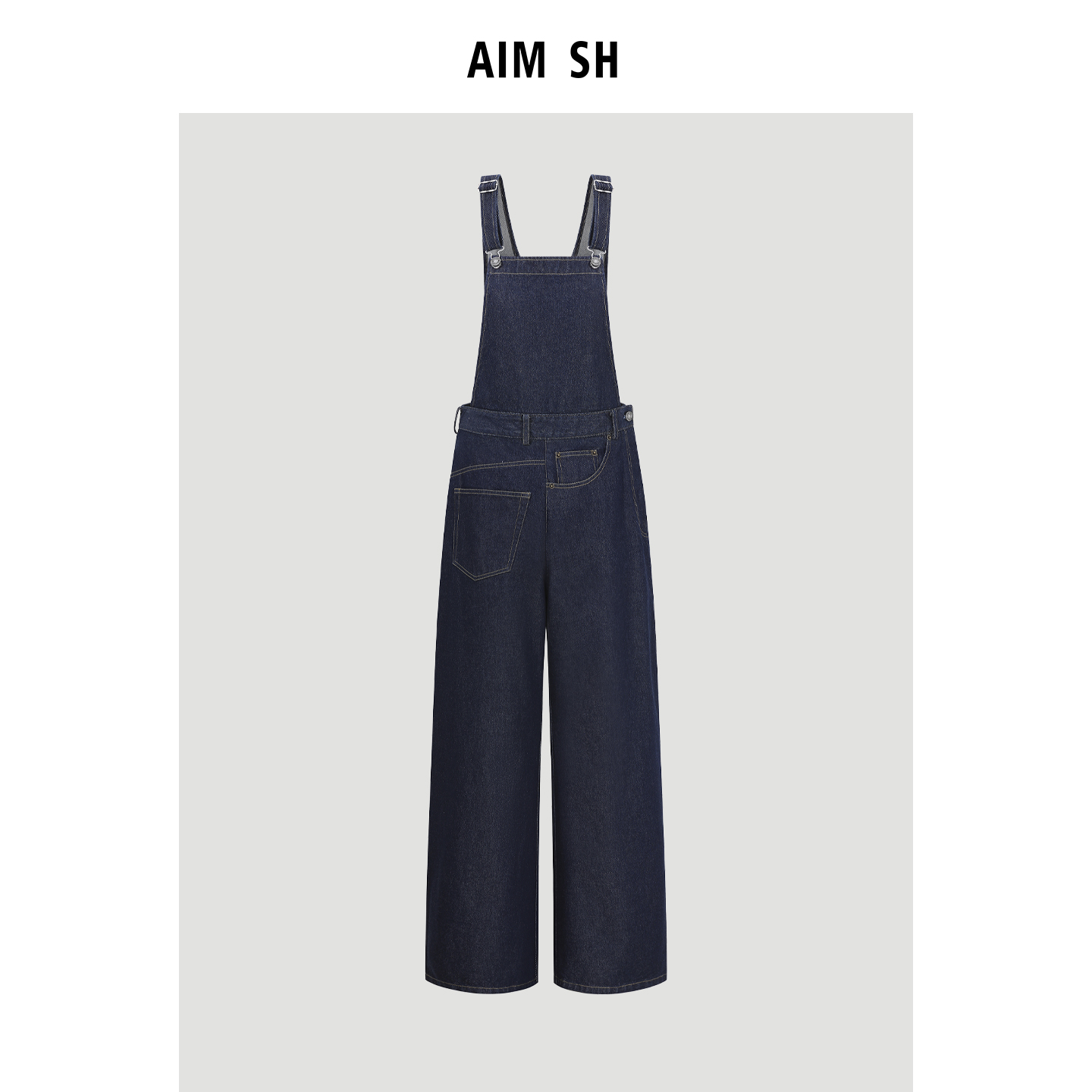 AIMSH女士原色背带牛仔裤连体裤