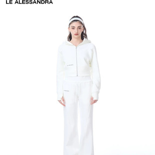 LE ALESSANDRA 收腰立裁分割连帽拉链空气卫衣上衣