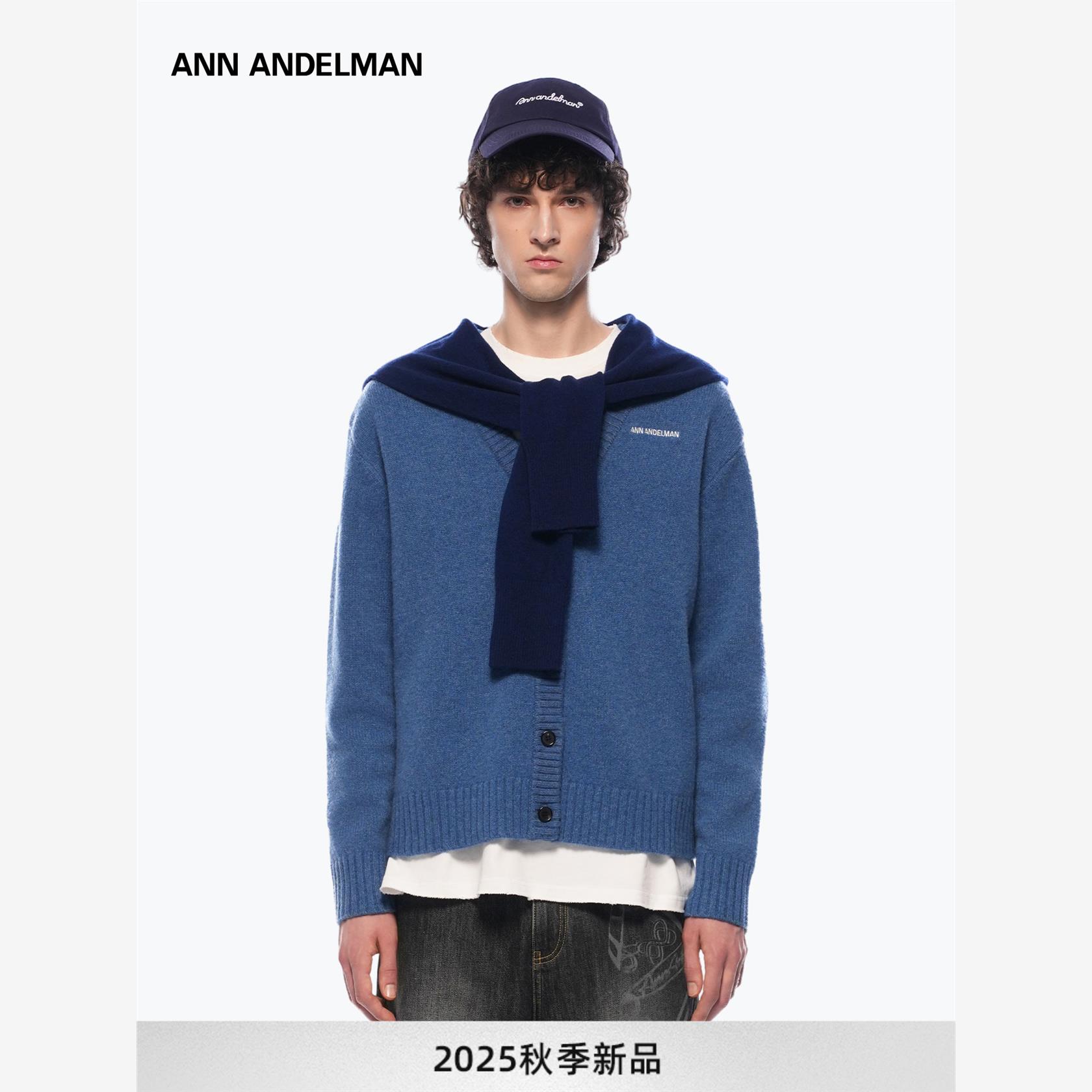 设计师ANN ANDELMAN男女同款 穿搭假两件披肩连帽开衫针织毛衣