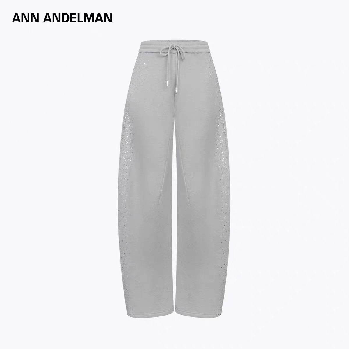 【明星同款】ANN ANDELMAN银河系列烫钻卫裤灰色运动休闲弯刀裤