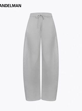 【明星同款】ANN ANDELMAN银河系列烫钻卫裤灰色运动休闲弯刀裤