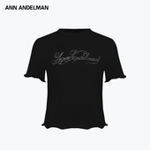 纯色烫钻设计感套头上衣随意造型短袖 设计师ANN ANDELMAN T恤女