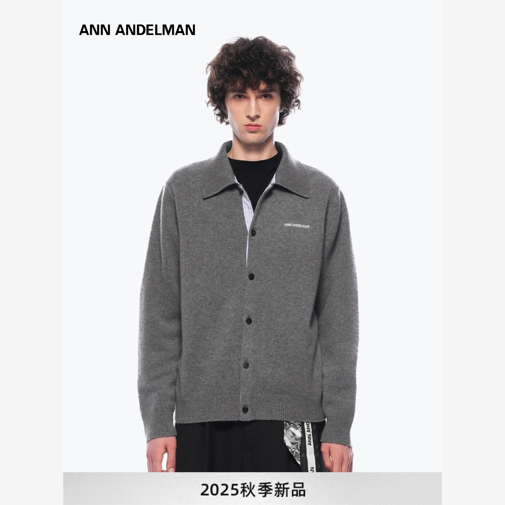 设计师ANN ANDELMAN男女同款翻领毛衣针织开衫上衣外套秋冬新款