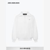 设计师ANN ANDELMAN三色可选高领半拉链棉质运动衫 无帽卫衣外套