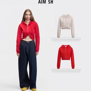 细腰收腰双拉链帽衫 SH女士 AIM 外套卫衣运动衫 新品