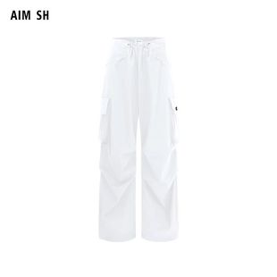 SH女士 AIM 褶皱伞兵口袋阔腿裤 工装 休闲长裤 裤 新品