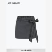 拼接西装 设计师ANN ANDELMAN领带腰短裙女半身裙2025年新款 裙
