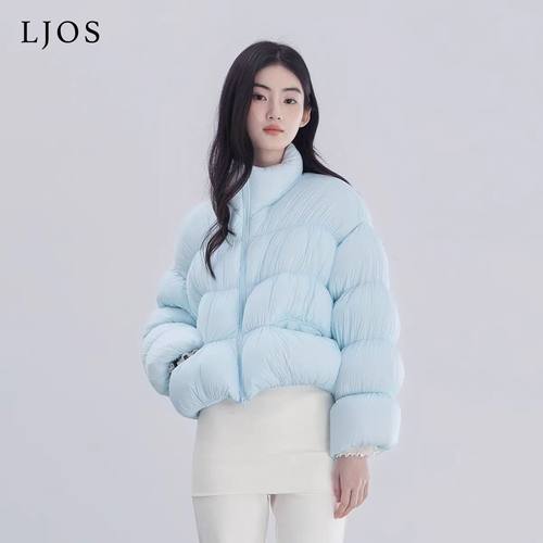 LJOS | 冰川极光蓝云朵泡芙超轻盈鹅绒服2025冬短款女外套休闲风