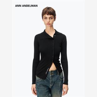 设计师ANN ANDELMAN不规则针织衫女秋款长袖开衫不对称上衣