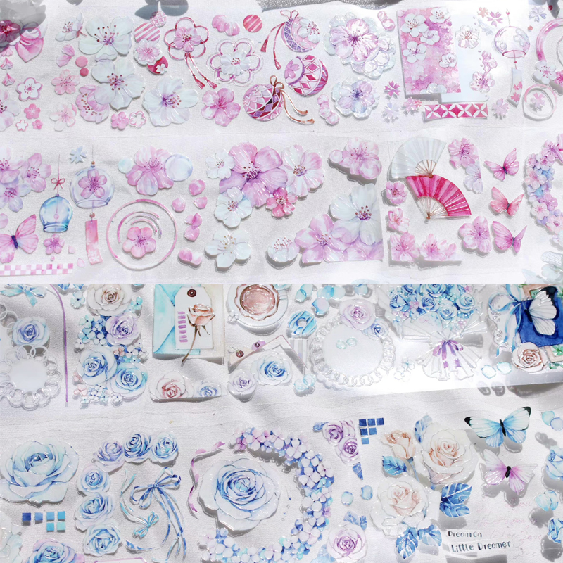 时间格子手帐胶带花卉胶带分装