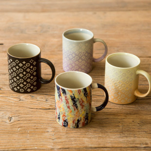 陆升Luzerne花令蓝黄紫棕320ml马克杯水杯牛奶杯渐变印花咖啡杯