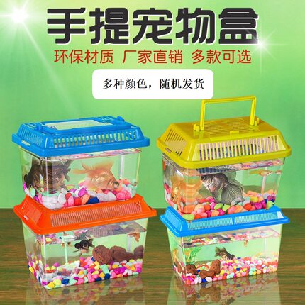 小乌龟饲养盒超白鱼缸塑料手提小金鱼缸客厅乌龟盒子中小型乌龟缸