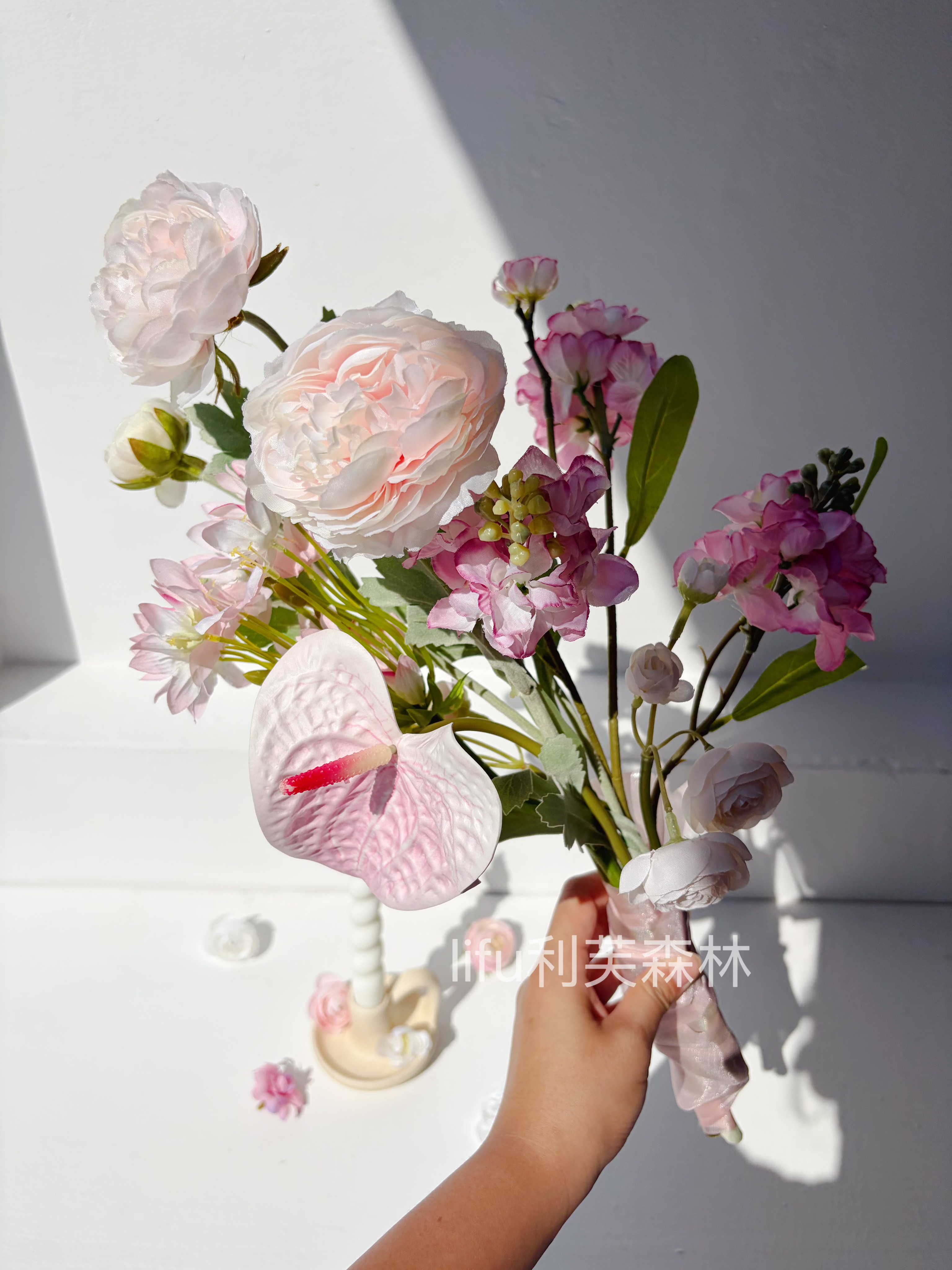 春花漫漫 仿真花摆件手捧花 成品花艺套装 家居餐桌高档装饰花卉