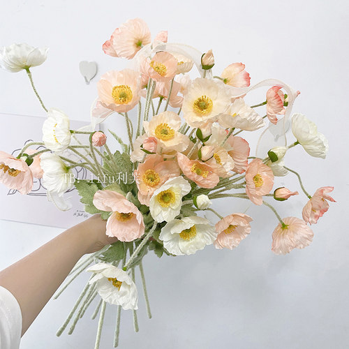 冰岛虞美人仿真花绢花客厅花束