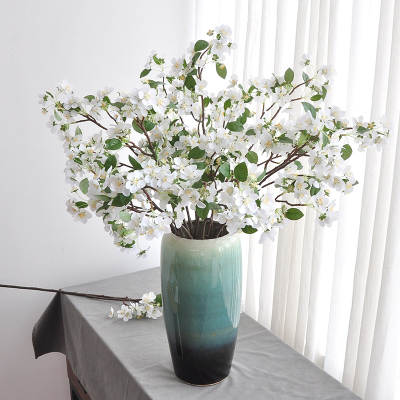 家居装扮清新海棠花仿真花90cm单支绣球花婚庆布置白色系仿真花