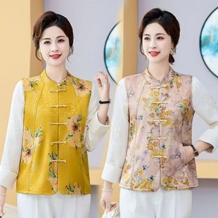 新中式提花刺绣马甲女冬季新妈妈装洋减龄气薄款保马暖款马