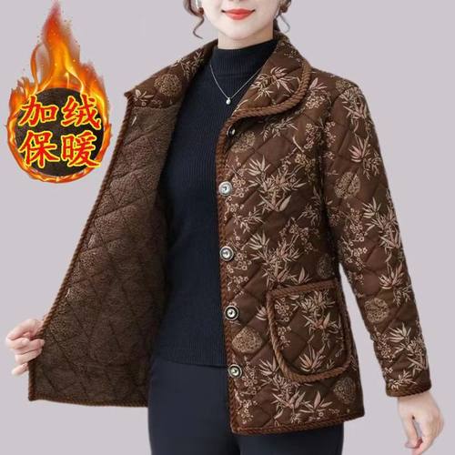 妈妈秋冬小棉衣加绒外套短款棉袄