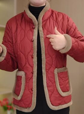 妈妈装秋冬新款国风洋气棉衣加绒保暖小棉袄中老年女复古棉服外套