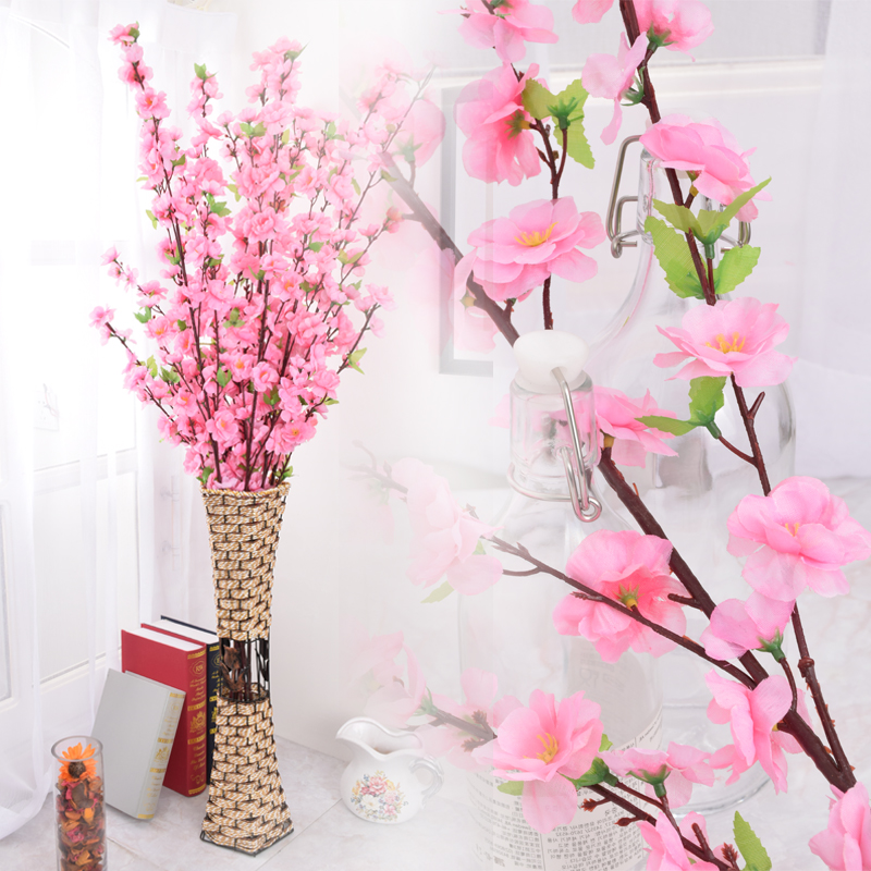 仿真桃花枝假花枝干枝插花单支樱花客厅树枝腊梅梅花绢花假树包邮
