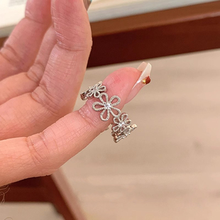 S925纯银色蕾丝花环戒指女小众设计轻奢高级感食指戒精致指环春夏