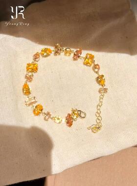 橙色仿钻手链女2026新款时尚手串