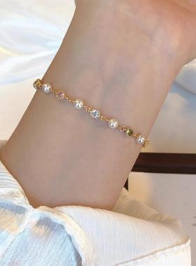 春夏季彩色仿珍珠手链女款