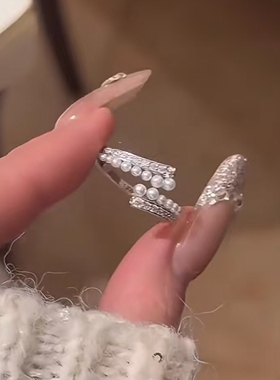 双排对称仿珍珠戒指女2026新款