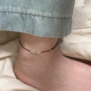 新中式钱币仿碎银红绳脚链女2025新爆款潮轻奢小众高级感气质脚环