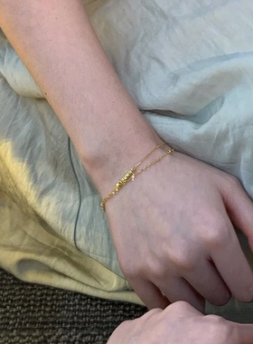 金色仿碎金子双层叠戴手链女款