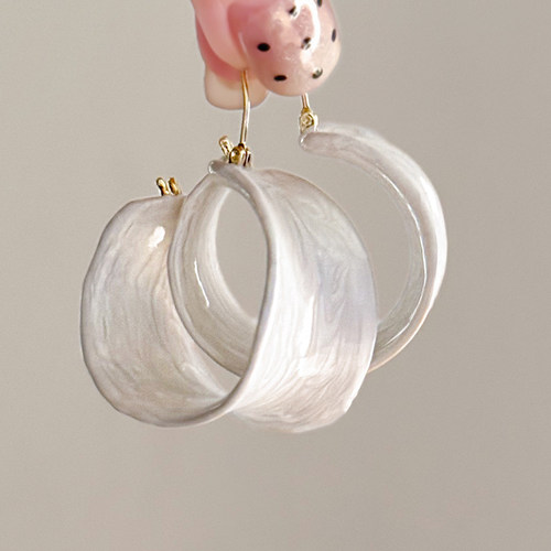 超仙法式滴油c形圆圈耳环女