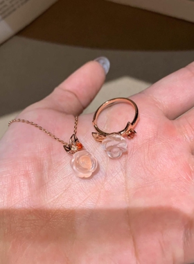 冰透玫瑰项链女配饰时尚精致百搭