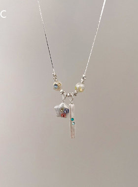 星星仿珍珠项链女配饰精致颈链