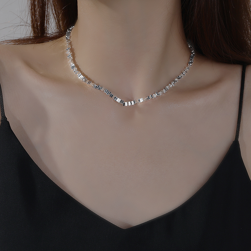 925银碎银几两项链女锁骨链颈链